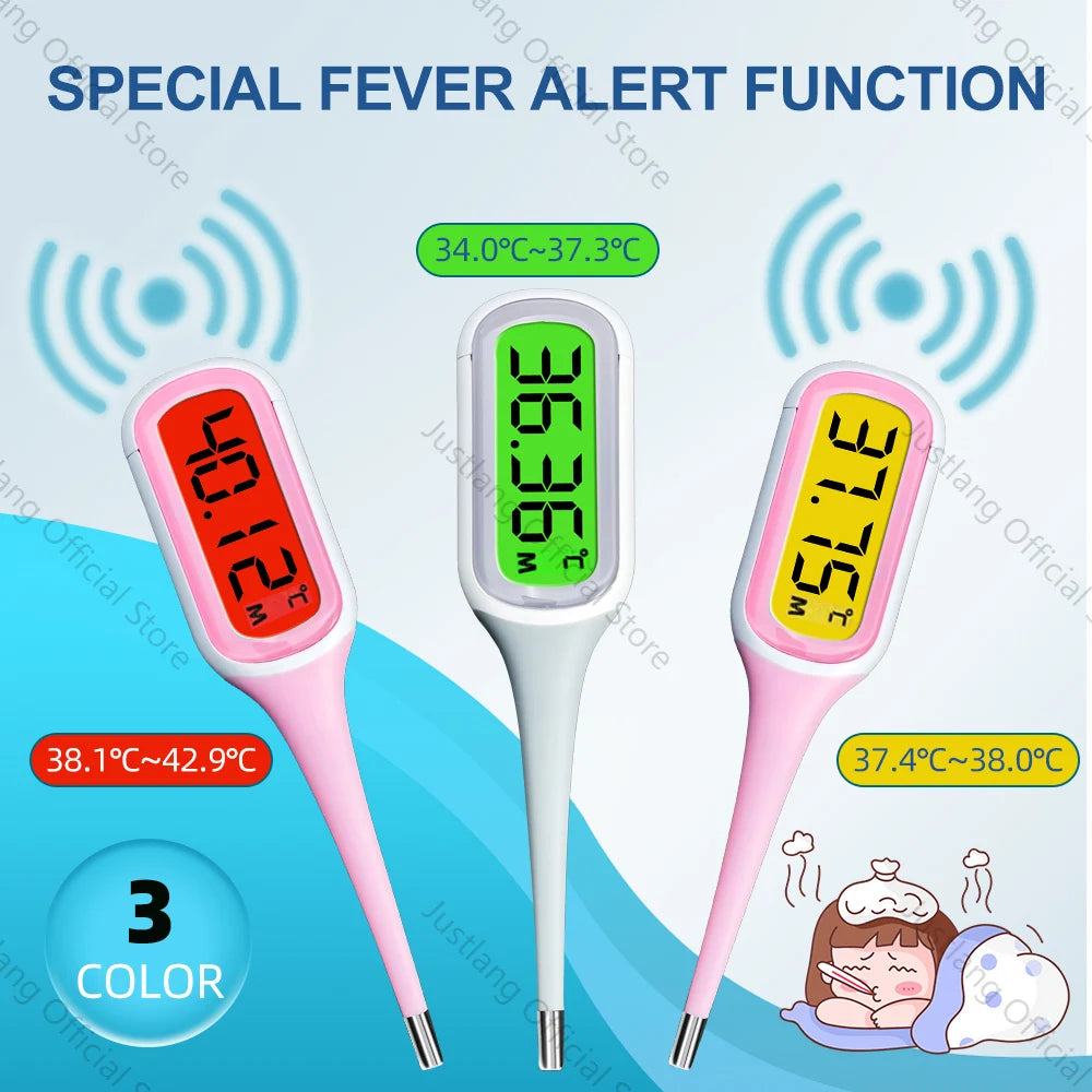 AiQUE Thermomètre 8 secondes rapide numérique fièvre mesure 3 couleurs rétro-éclairé qualité médicale LCD 4 chiffres 0.1 ℃   Précision bébé enfant