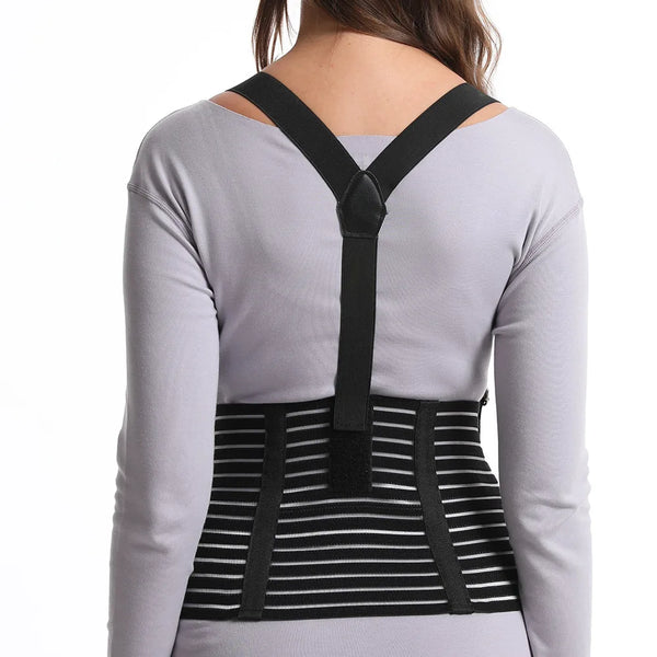 Double soutien dos Abdomen orthèse bandoulière lombaire réglable noir M-XXL NewSpecial ceinture de soins abdominaux pour les femmes enceintes