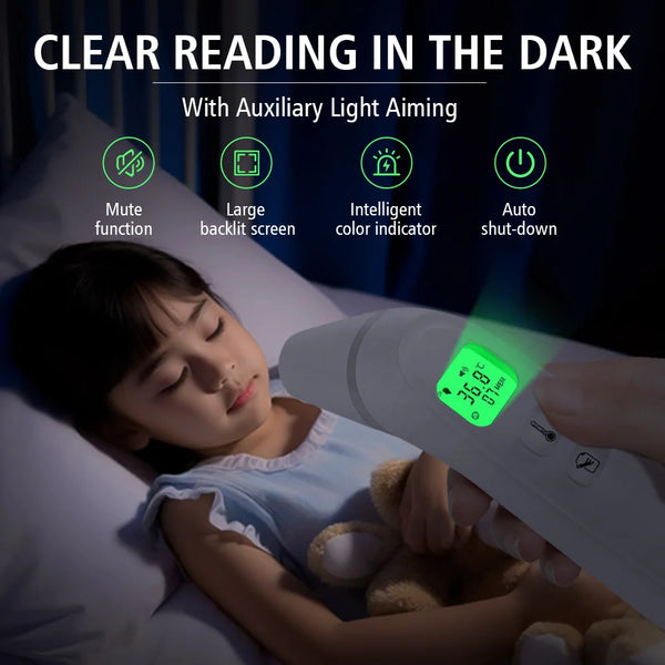 Cofoe thermomètre de fièvre infrarouge médical ménage numérique LCD infantile adulte sans contact température corporelle thermomètre d'oreille