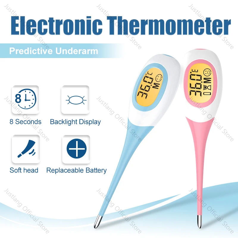 AiQUE Thermomètre 8 secondes rapide numérique fièvre mesure 3 couleurs rétro-éclairé qualité médicale LCD 4 chiffres 0.1 ℃   Précision bébé enfant