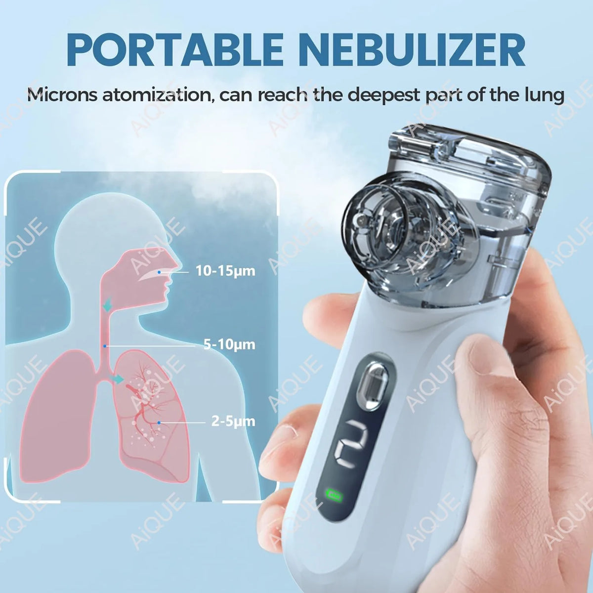 AiQUE nébuliseur médical en maille Rechargeable inhalateur portable dispositif de vapeur Mobile atomiseur portatif silencieux vapeur adulte enfant