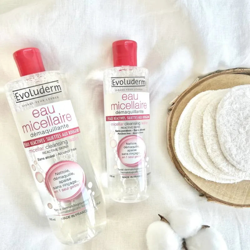 EVOLUDERM Eau Micellaire Démaquillante Peaux Réactives, Sujettes Aux Rougeurs