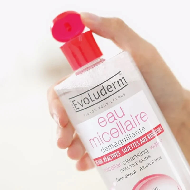 EVOLUDERM Eau Micellaire Démaquillante Peaux Réactives, Sujettes Aux Rougeurs