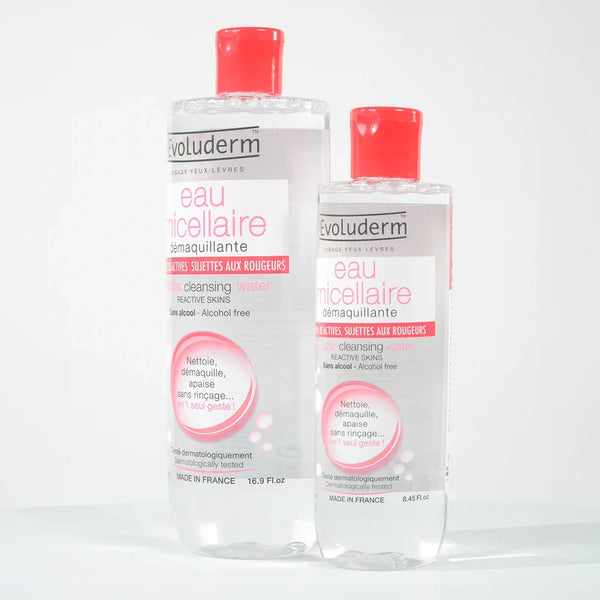 EVOLUDERM Eau Micellaire Démaquillante Peaux Réactives, Sujettes Aux Rougeurs